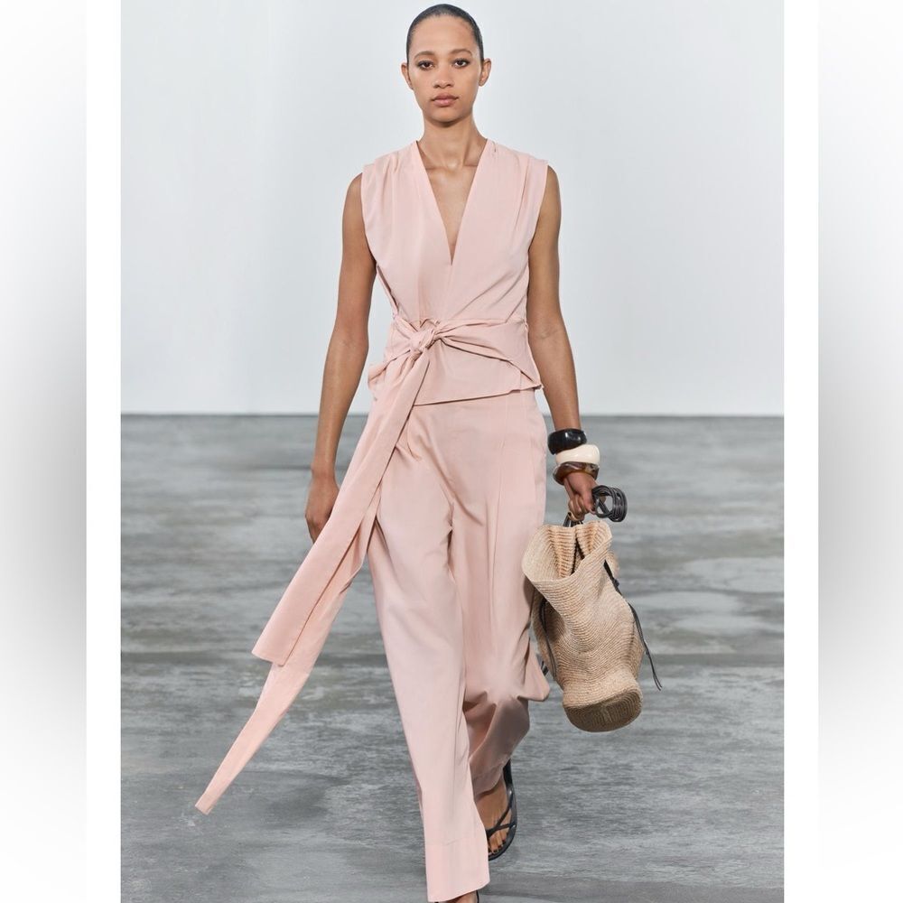 Zara wide leg poplin pants ZW collection